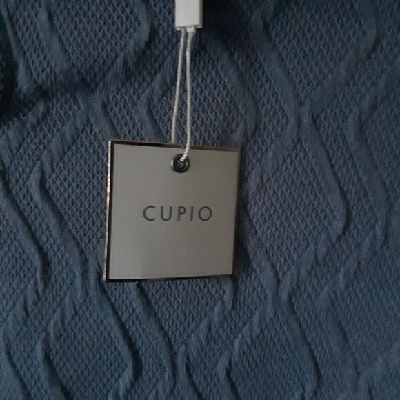 Cupio Mock Neck Womens Small Blue Cable Knit Stretch Cut Out Long Sleeve NWT - Picture 10 of 12